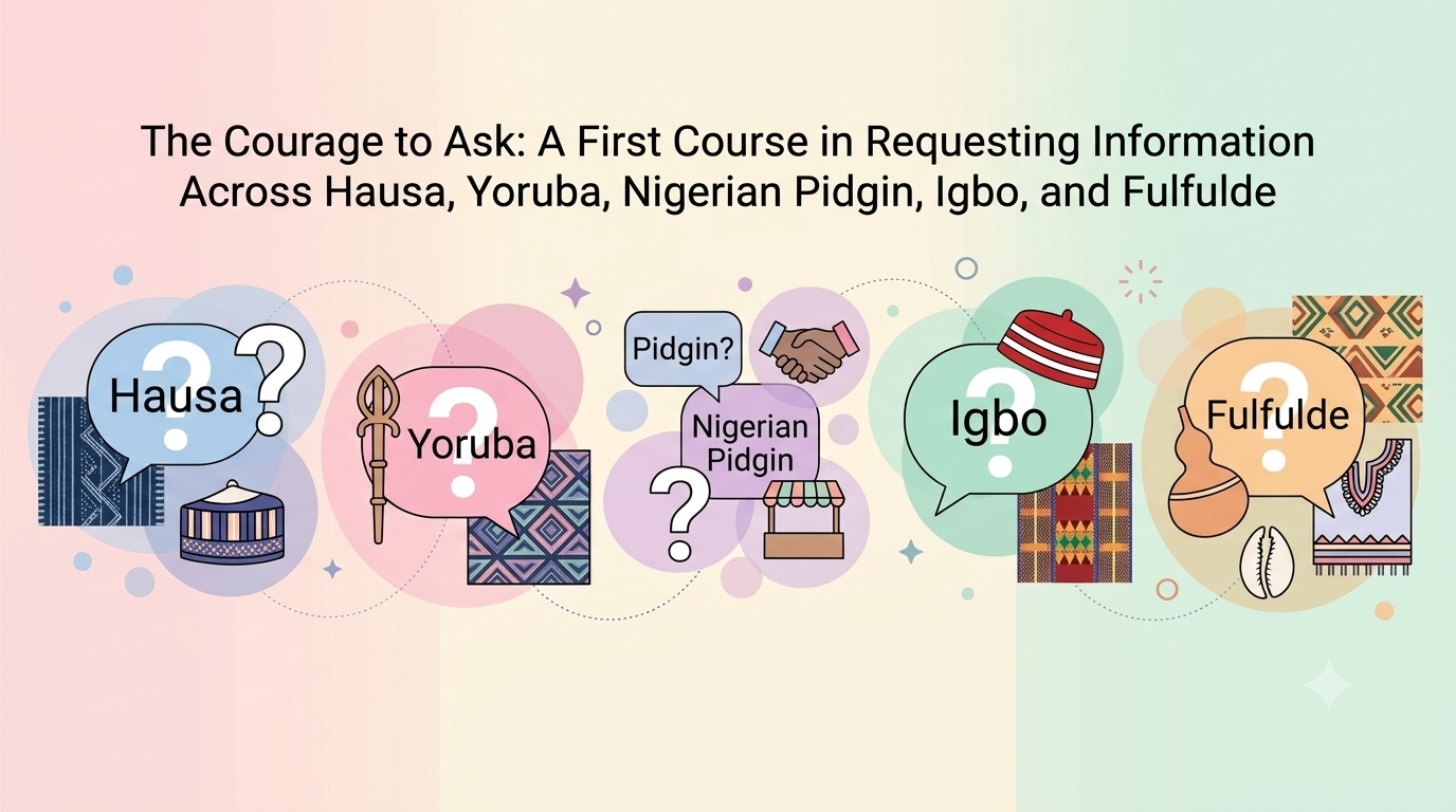 The Courage to Ask: A First Course in Requesting Information Across Hausa, Yoruba, Nigerian Pidgin, Igbo, and Fulfulde